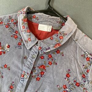 Anthropologie Building Shacket Womens 14 Floral AOP CORDUROY Button Down